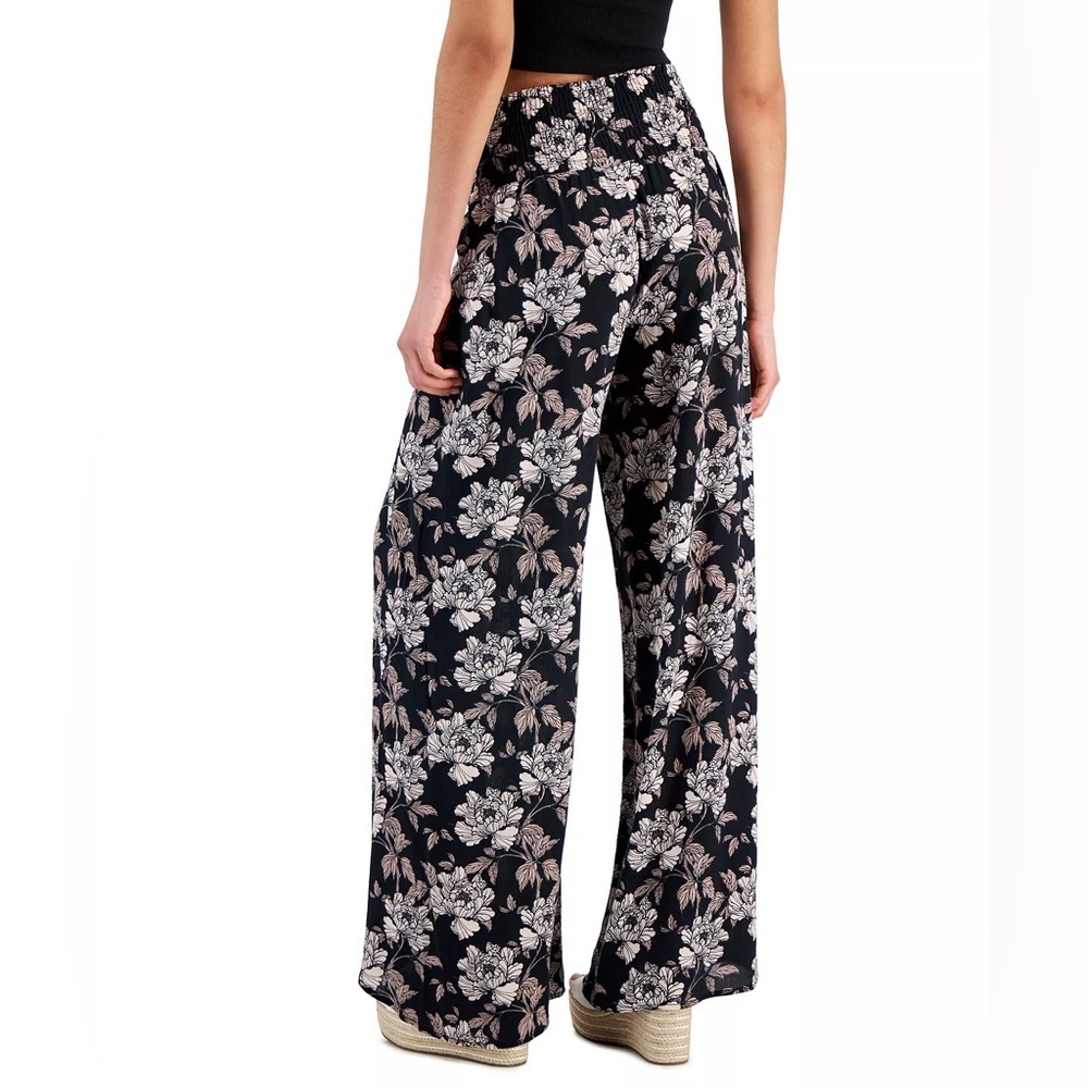 Smocked Waist Slit leg Pants L - Picture 7 of 8